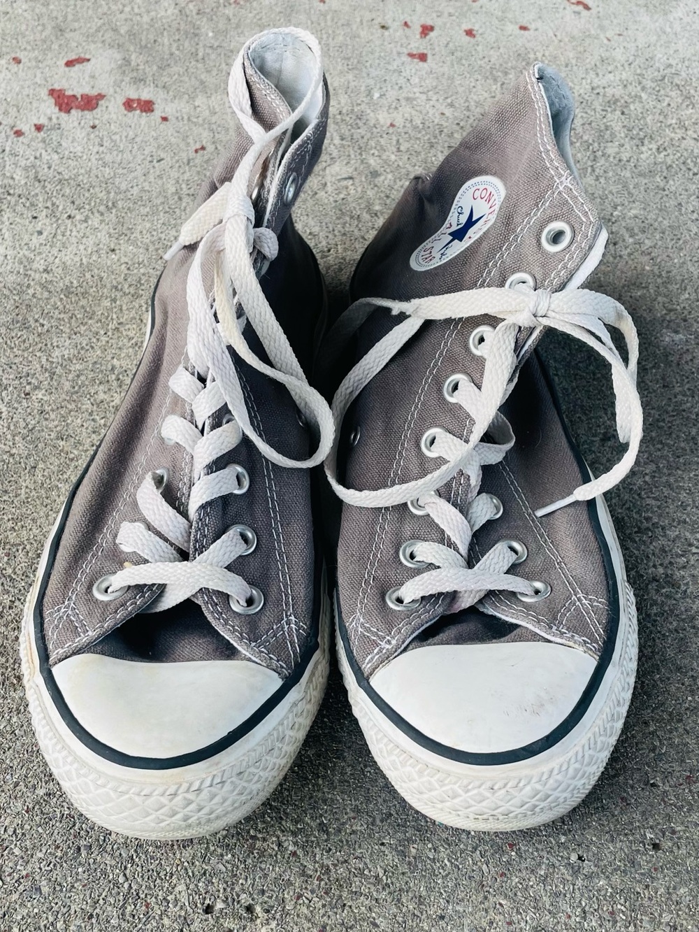 Converse High Top Sneakers - Gray Canvas with White Trim